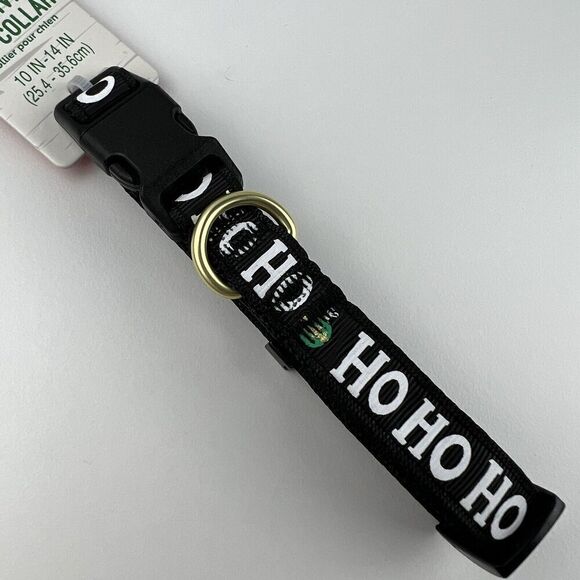 Merry & Bright Adjustable Holiday Themed Dog Collar.  “Ho Ho Ho” Black Size S - Picture 3 of 4